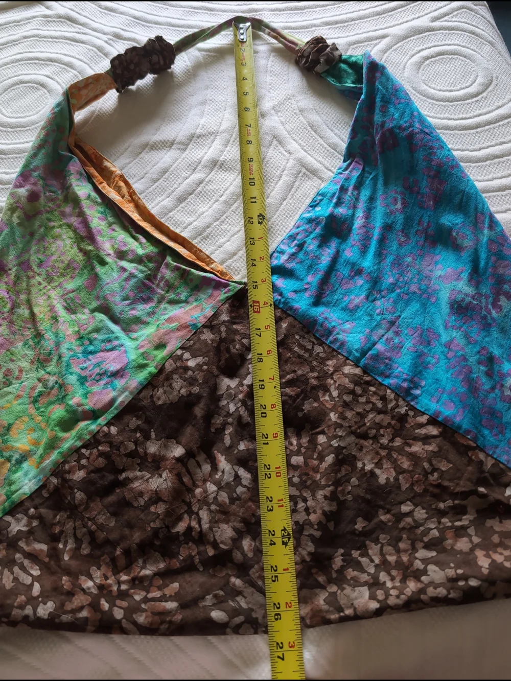 Colorblock Boho Triangle Bag - Teal, Orange, Purple